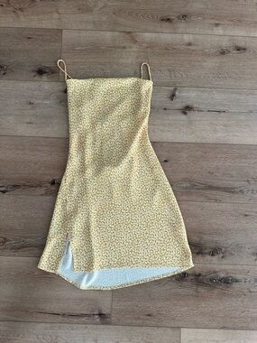 RESA Floral Slip Dress Yellow Mini Cottagecore